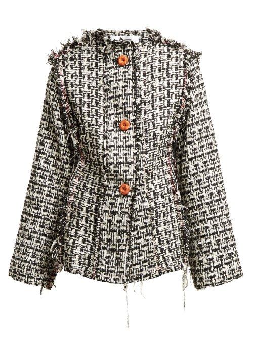Matchesfashion.com Matty Bovan - Raw Edged Tweed Jacket - Womens - Black Multi