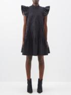 Sea - Steph Flutter-sleeve Cotton Dress - Womens - Black