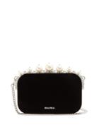 Miu Miu Pearl And Crystal-embellished Velvet Clutch
