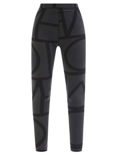 Ladies Rtw Totme - Monogram-print Jersey Leggings - Womens - Black