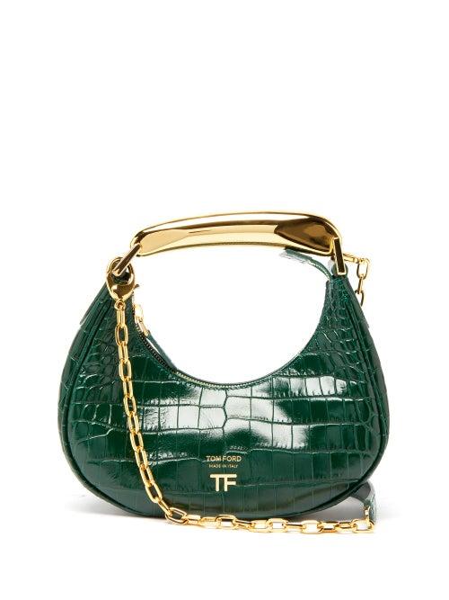Tom Ford - Bianca Mini Metal-handle Leather Shoulder Bag - Womens - Dark Green