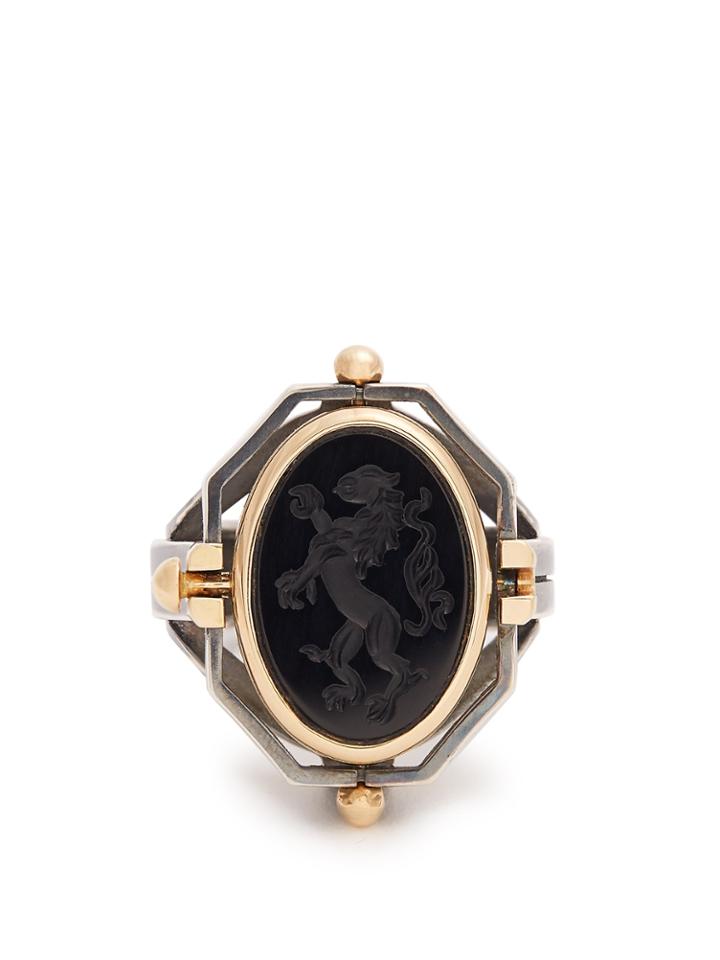 Elie Top Diamond, Silver & Yellow-gold Chevaliere Ring