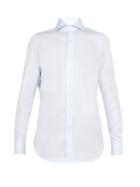 Matchesfashion.com Finamore 1925 - Cotton Piqu Spread Collar Shirt - Mens - Light Blue