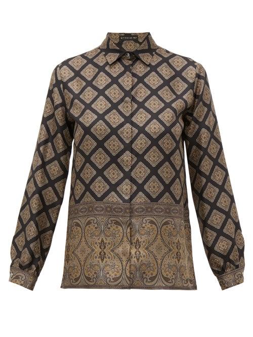 Matchesfashion.com Etro - Camicia Paisley Print Silk Shirt - Womens - Black Multi
