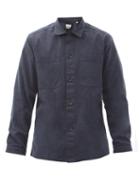 Matchesfashion.com Oliver Spencer - Eltham Organic-cotton Herringbone-twill Shirt - Mens - Navy
