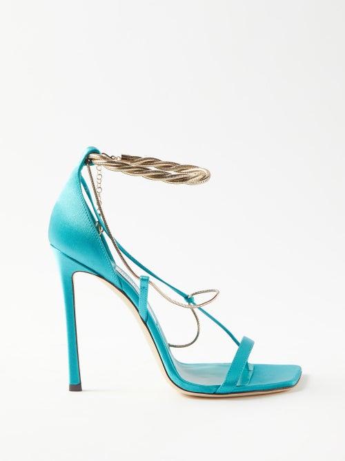Jimmy Choo - Oriana 110 Satin Sandals - Womens - Blue
