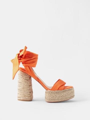 Christian Louboutin - Mariza Du Dsert 130 Canvas Platform Sandals - Womens - Orange