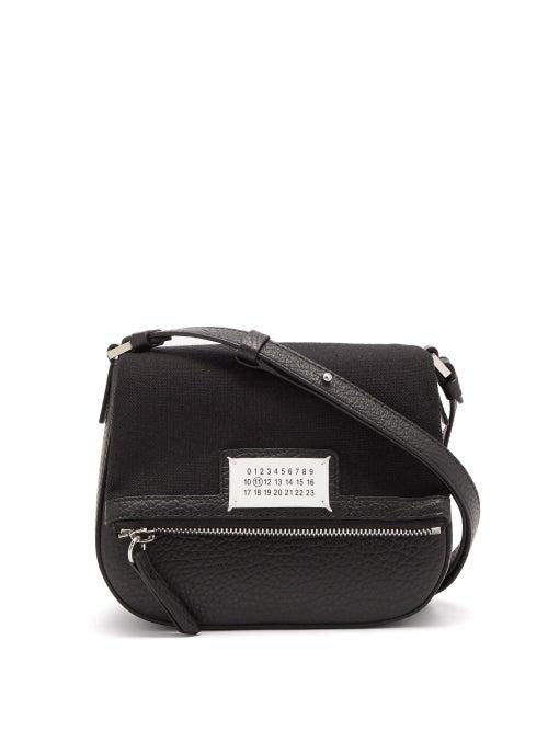 Maison Margiela - 5ac Leather And Canvas Cross-body Bag - Womens - Black