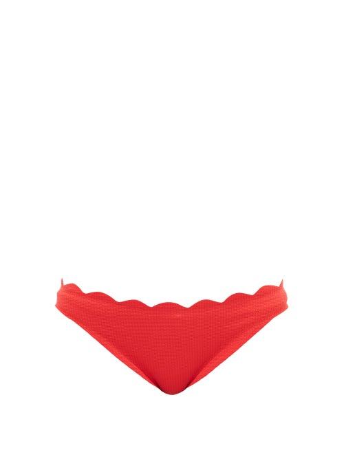 Matchesfashion.com Marysia - Santa Barbara Scalloped-edge Bikini Briefs - Womens - Red