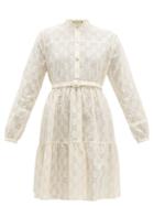 Matchesfashion.com Gucci - Gg Sangallo Lace Cotton Blend Dress - Womens - White Gold