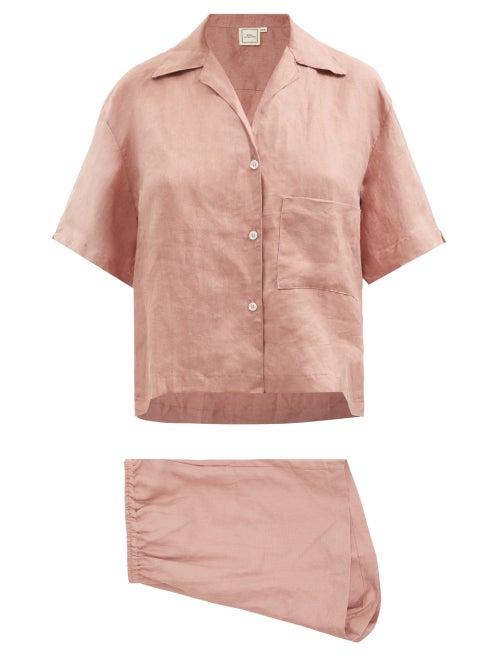 Deiji Studios - 04 Short Linen Pyjamas - Womens - Dusty Pink