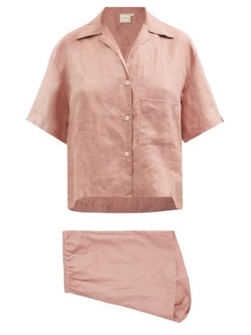 Deiji Studios - 04 Short Linen Pyjamas - Womens - Dusty Pink