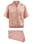 Deiji Studios - 04 Short Linen Pyjamas - Womens - Dusty Pink
