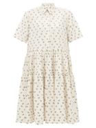 Matchesfashion.com Cecilie Bahnsen - Primrose Floral Jacquard Cotton Dress - Womens - Ivory Multi