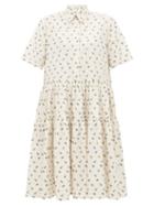 Matchesfashion.com Cecilie Bahnsen - Primrose Floral Jacquard Cotton Dress - Womens - Ivory Multi