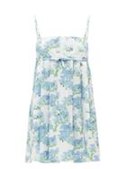 Matchesfashion.com Bernadette - Jules Hortensia-print Taffeta Mini Dress - Womens - Blue Print