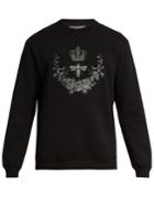 Dolce & Gabbana Bee Crest-embroidered Cotton-blend Sweatshirt