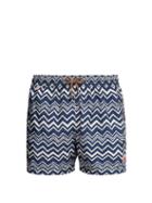 Matchesfashion.com Missoni Mare - Zigzag Print Swim Shorts - Mens - Navy White