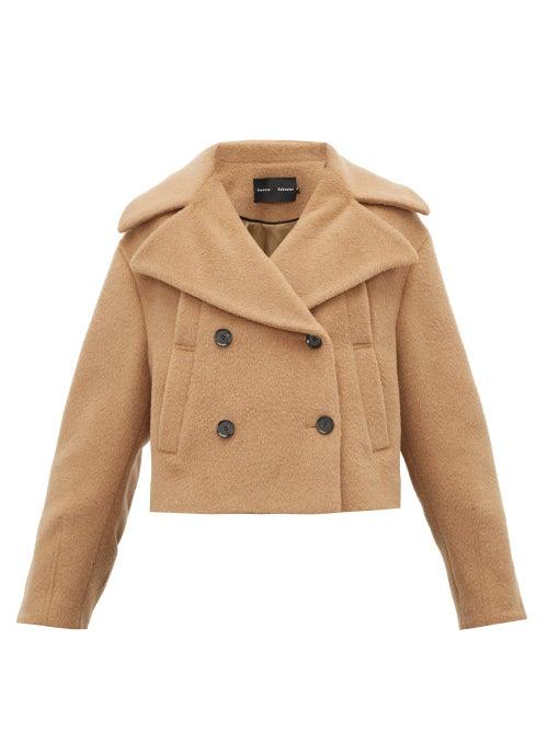 Matchesfashion.com Proenza Schouler - Double Breasted Felted Cropped Pea Coat - Womens - Camel