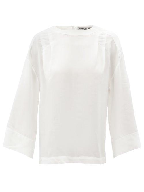 Matchesfashion.com Three Graces London - Phoebe Stitched-pleat Top - Womens - Cream