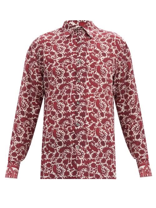 Matchesfashion.com 73 London - Paisley-print Silk-crepe De Chine Shirt - Mens - Red Multi