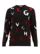 Matchesfashion.com Givenchy - Logo Letter Intarsia Wool Sweater - Mens - Navy White