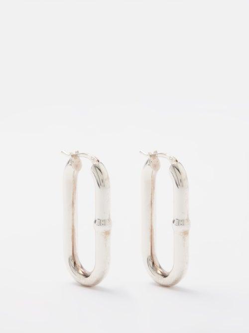 Bottega Veneta - Oval Hoop Earrings - Womens - Silver