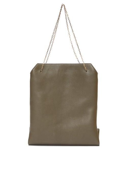 Matchesfashion.com The Row - Lunch Bag Leather Clutch - Womens - Khaki