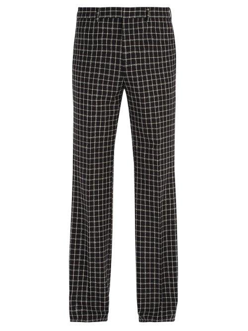Matchesfashion.com Givenchy - Checked Wool Blend Trousers - Mens - Black White
