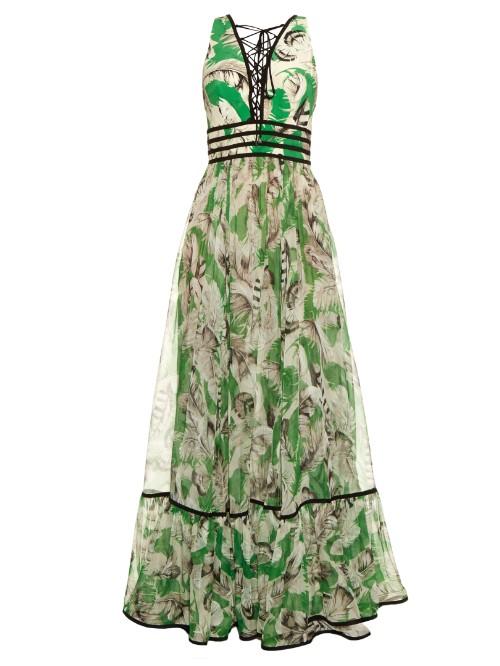 Roberto Cavalli Tropical Floral-print Silk Gown