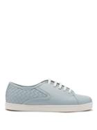 Matchesfashion.com Bottega Veneta - Intrecciato Low Top Leather Trainers - Womens - Light Blue