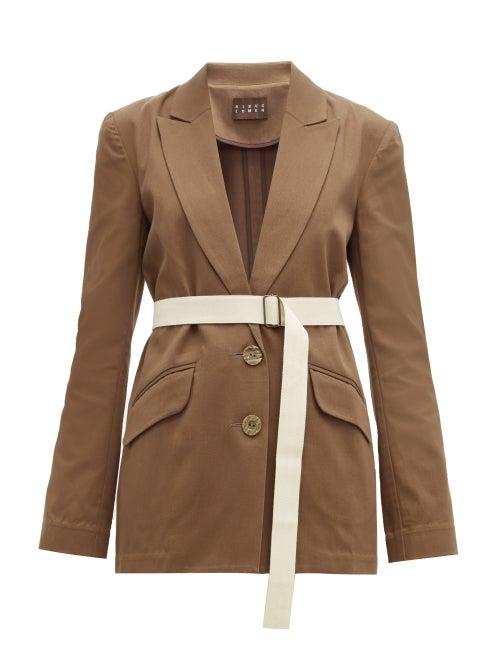 Matchesfashion.com Albus Lumen - Nada Single Breasted Cotton Twill Blazer - Womens - Brown