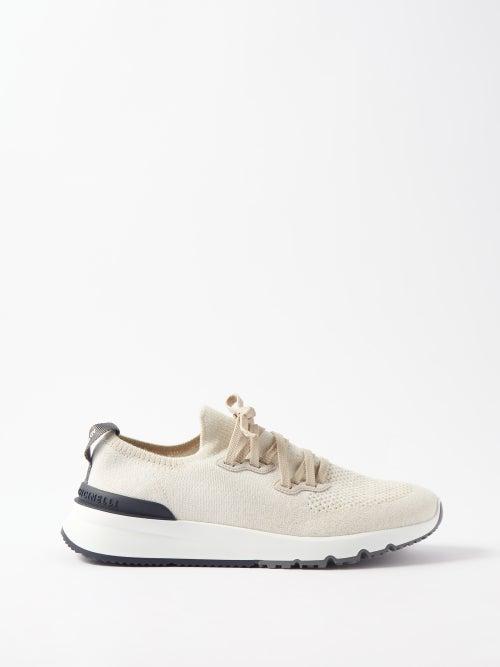 Brunello Cucinelli - Cotton-blend Knit Trainers - Mens - Cream White