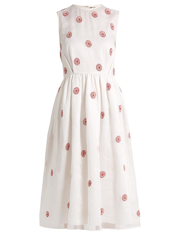 Jupe By Jackie Grape Rose-embroidered Cotton-organdy Midi Dress