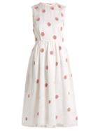 Jupe By Jackie Grape Rose-embroidered Cotton-organdy Midi Dress