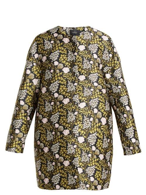 Matchesfashion.com Giambattista Valli - Floral Jacquard Cocoon Coat - Womens - Black Multi