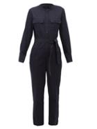 Matchesfashion.com A.p.c. - Elonore Mandarin-collar Cotton Jumpsuit - Womens - Navy