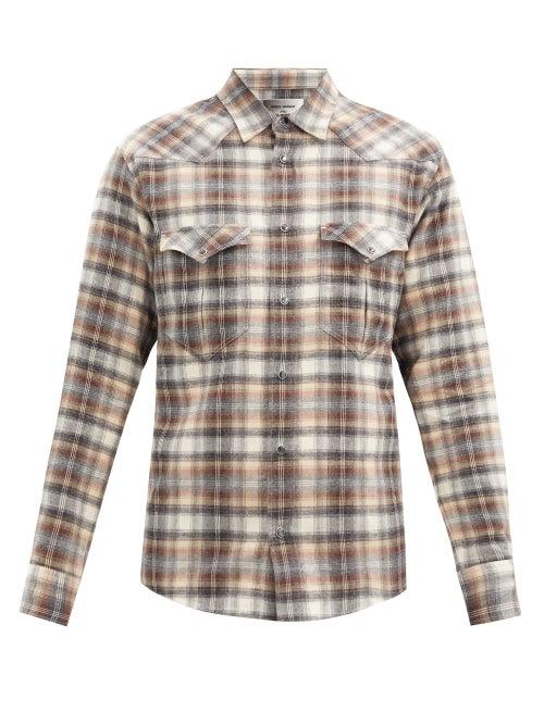 Matchesfashion.com Isabel Marant - Pitt Tartan-jacquard Cotton-twill Shirt - Mens - Brown Multi