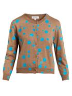 Matchesfashion.com Isa Arfen - Flocked Polka Dot Wool Cardigan - Womens - Blue Multi