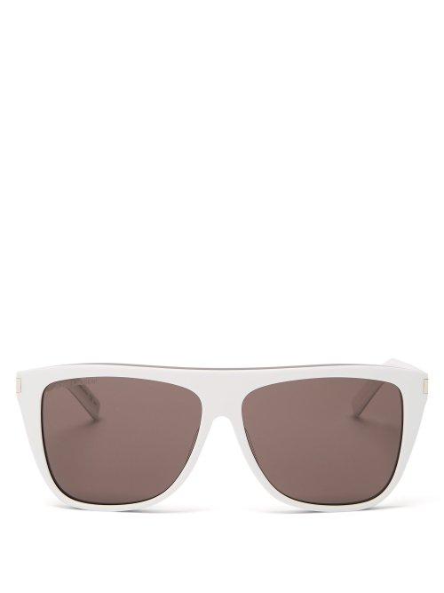 Matchesfashion.com Saint Laurent - Flat Top Acetate D Frame Sunglasses - Womens - White