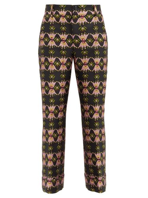 Matchesfashion.com La Doublej - Hendrix Bacetto Floral-brocade Cropped Trousers - Womens - Pink Multi