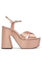 Matchesfashion.com Rochas - Satin Platform Sandals - Womens - Nude