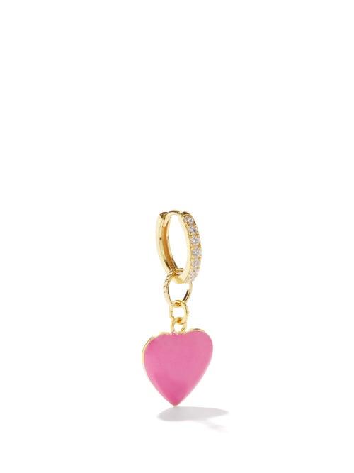 Ladies Jewellery Wilhelmina Garcia - Heart 18kt Gold-vermeil Single Hoop Earring - Womens - Pink Gold