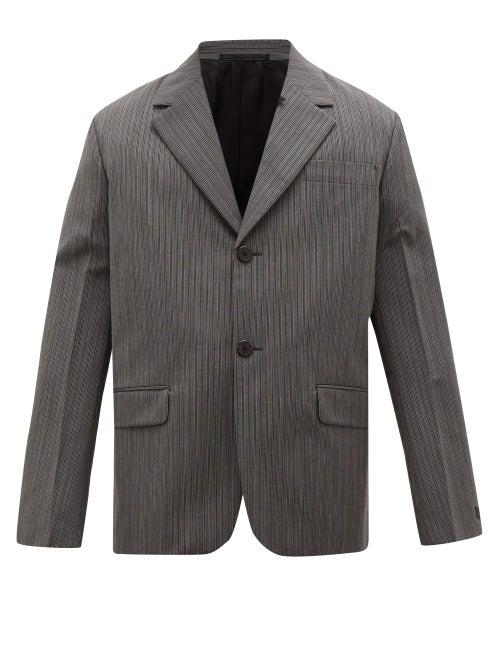 Matchesfashion.com Prada - Single Breasted Wool Blend Jacket - Mens - Grey