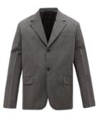 Matchesfashion.com Prada - Single Breasted Wool Blend Jacket - Mens - Grey