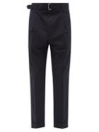 Matchesfashion.com Officine Gnrale - Hugo Pleated Organic-cotton Poplin Trousers - Mens - Navy