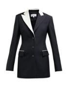 Matchesfashion.com Loewe - Asymmetric Slim Fit Wool Blazer - Womens - Black White