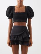 Charo Ruiz - Judy Square-neck Crochet Cotton-blend Crop Top - Womens - Black