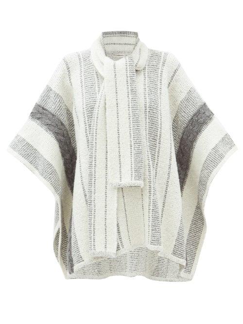 Matchesfashion.com Vika Gazinskaya - Scarf-neck Striped Shawl - Womens - Grey White