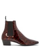Matchesfashion.com Saint Laurent - Dylan Tortoiseshell Patent-leather Chelsea Boots - Mens - Black Brown